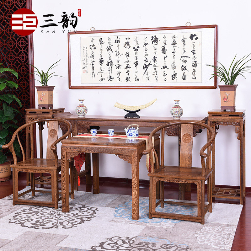 Red wood furniture Chicken Wings Wood Middle Hall Six Pieces Of Futai Solid Wood Imitation Ancient Living Room Bar Case for Table Eight Immortals Table Composition