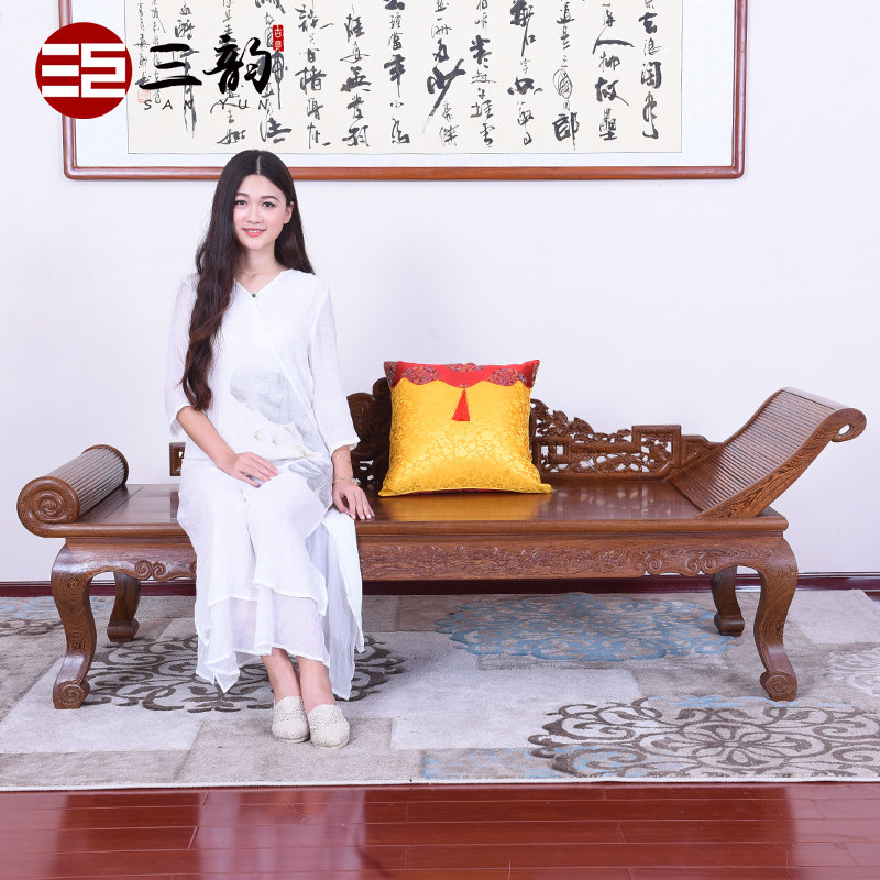 Mahogany furniture chicken wing wood solid wood toffee chair chaise longue bed lazy chair antique chaise longue chaise lounge sofa