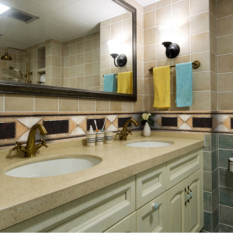 Kitchen stickers, bathroom stickers, waistline stickers, kitchen waterproof stickers, tile waistline stickers, waterproof and wear-resistant wave line stickers