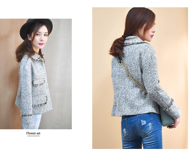 Fancy áo sơ mi thiết kế ban đầu retro người đàn ông nhỏ hương thơm phong cách mùa xuân và mùa thu mô hình tua ngắn nữ áo len mẫu áo khoác nữ đẹp