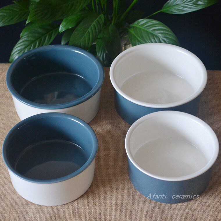 Double Ear Ceramic Bowl Thickened Resistant Pet Dog Dog Kennel Food Rice Bowl Universal Daily Necessities Cutlery