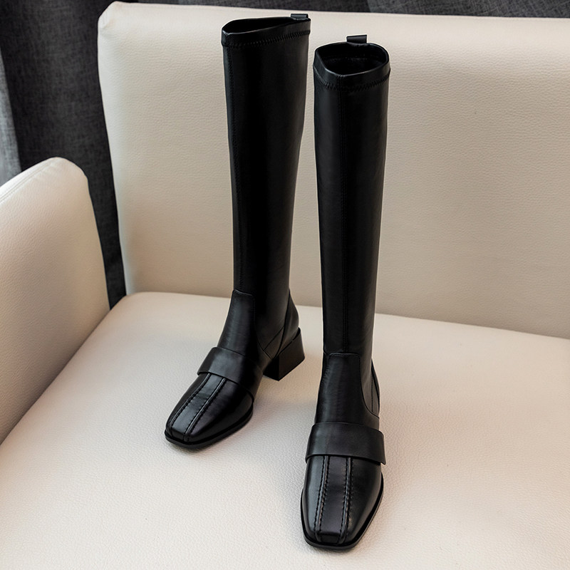 Yang power ~ genuine leather stick leg bag leg high cylinder boot    