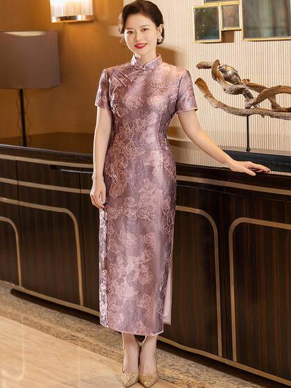 喜妈妈婚礼宴会晚礼服2024新款中式旗袍喜婆婆结婚晚礼服