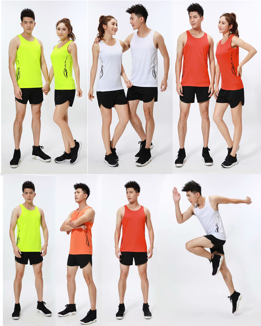 Quick-dry men's and women's track and field suit set for the middle school entrance examination student competition track and field training suit marathon running sports vest