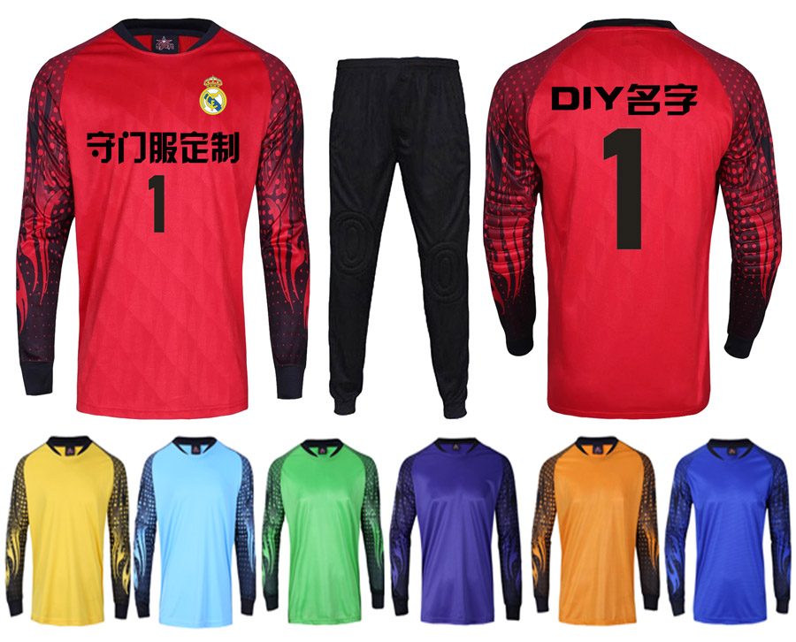 MidPremier League match men's soccer long sleeve goalkeeper suit thickened kneecap goalkeeper to serve football gown gown