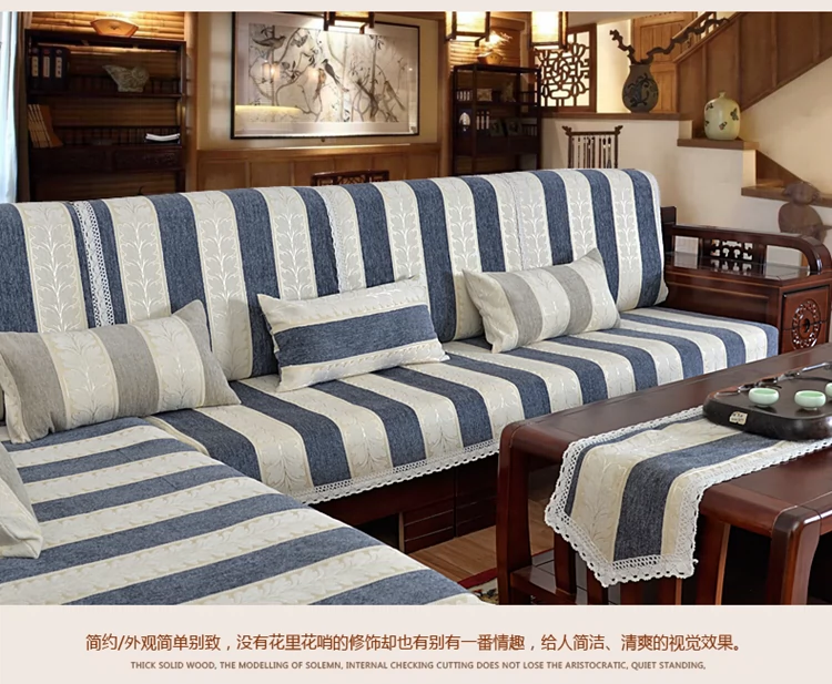 Khăn sofa Trung Quốc hiện đại tùy chỉnh Đệm sofa gỗ rắn Đệm chống trượt Địa Trung Hải / vỏ gối Ghế dài hình chữ L - Ghế đệm / đệm Sofa