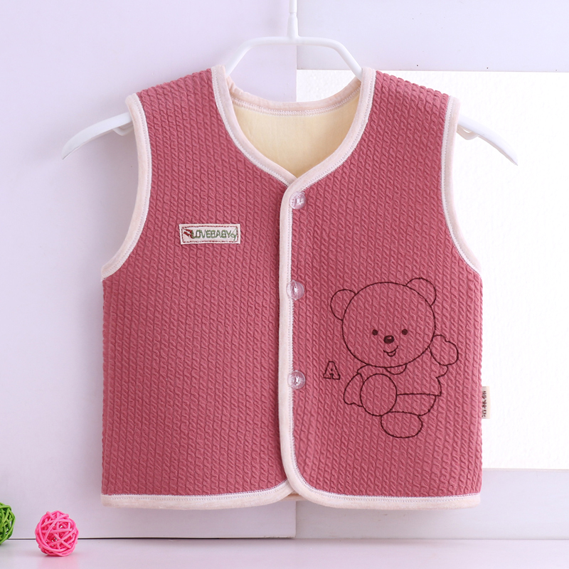 Bé quần áo trẻ em cộng với nhung trai nút cardigan vest trẻ sơ sinh quần áo trẻ em áo khoác phim hoạt hình trẻ em vest