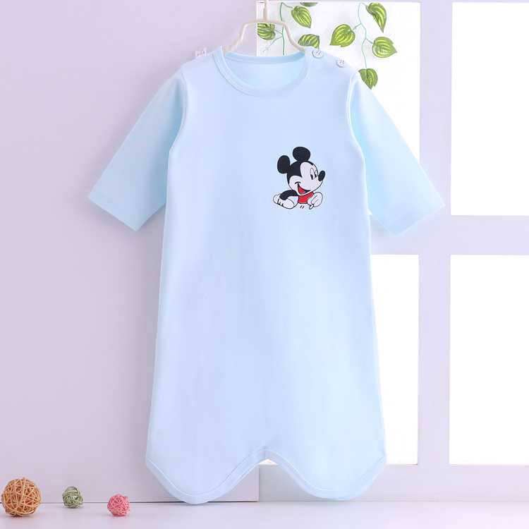 Bé bông áo choàng bé nightdress mùa hè mùa xuân trẻ em một mảnh đồ ngủ cô gái chàng trai dài tay đồ ngủ 0-4 tuổi