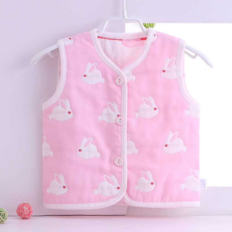 Bé vest bé cotton 6 lớp gạc vest sơ sinh vest gạc vest nam giới và phụ nữ mặc vest