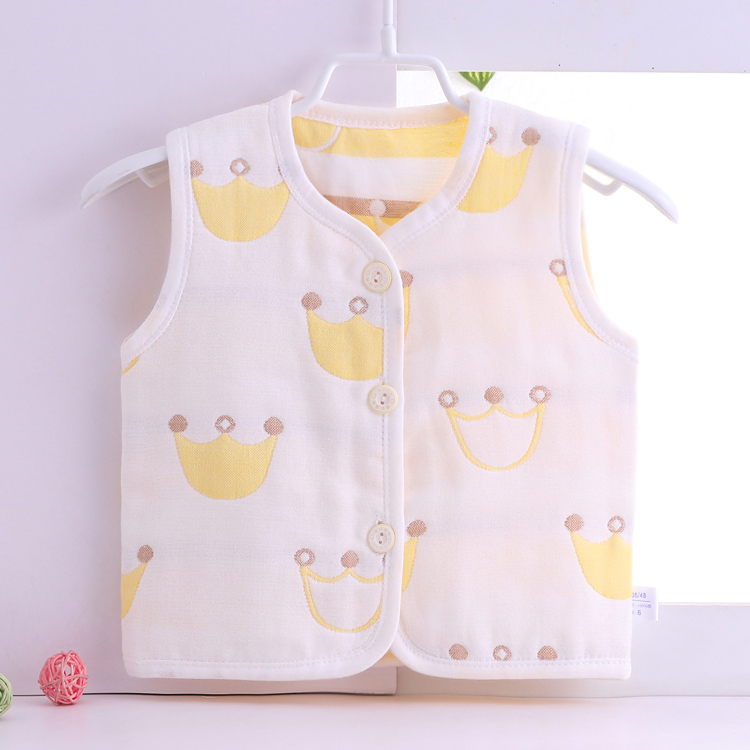 Bé vest bé cotton 6 lớp gạc vest sơ sinh vest gạc vest nam giới và phụ nữ mặc vest