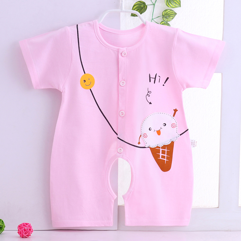 Bé ngắn tay jumpsuit cotton bé mùa hè quần áo ngủ quần áo 2 Cáp Nhĩ Tân 6 trẻ sơ sinh trẻ em 3 tháng 0-1 tuổi mùa hè