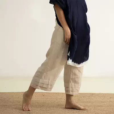 No good good to see the city Original design casual pants women loose straight summer thin linen material