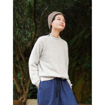 No Good View Silk Cashmere Small Round Neck Pullover Sweater (Hidden in the Clouds)