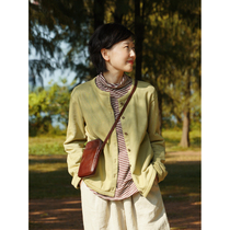 There is no good view city spring and summer new 100% long-staple cotton literary round neck sweater jacket