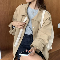 Minimum sea homemade Korean version 2022 Spring new tooling jacket Women loose 100 hitch-coloured side lap top