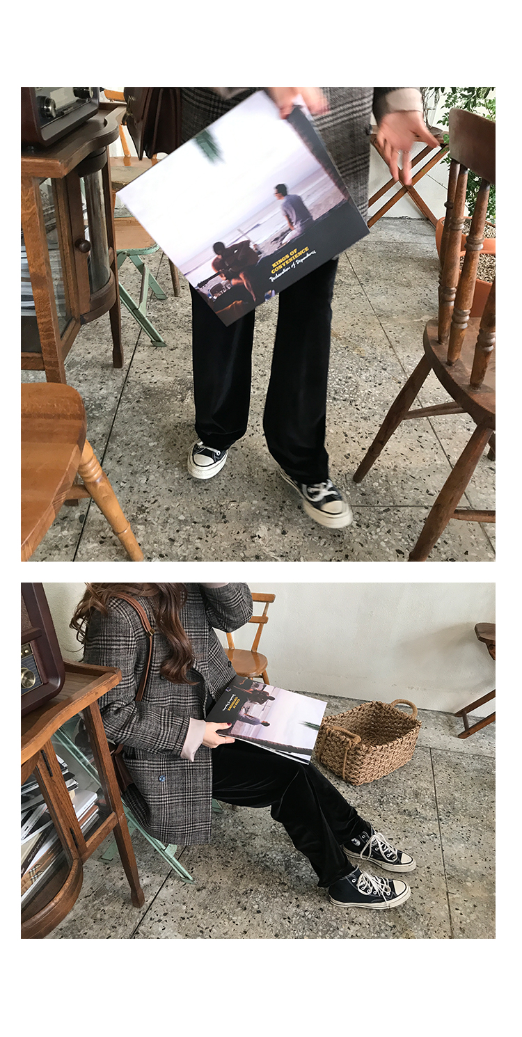 [ELINASEA] Xiaohai phiên bản Hàn Quốc của kẻ sọc cổ điển sau khi chia đôi áo khoác dài tay đôi ngực nữ X áo khoác blazer nữ