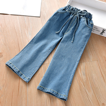 Childrens autumn jeans new girls wide leg pants fashion casual children denim bell pants trousers