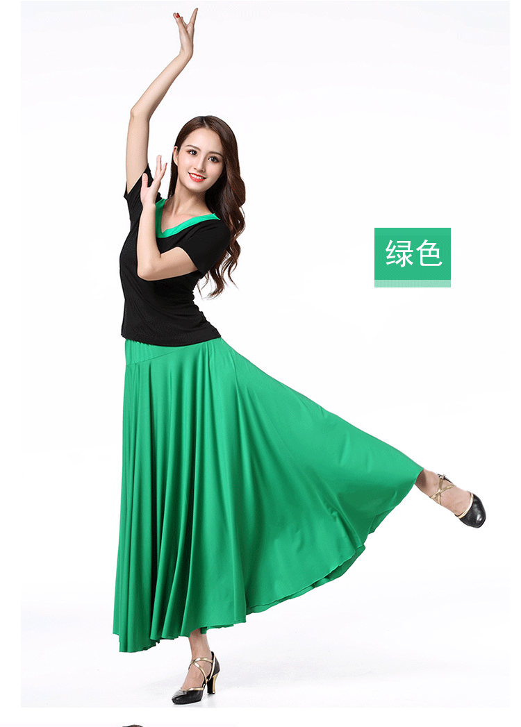 Trang phục khiêu vũ vuông váy dài phù hợp với nữ lớn đu lỏng mùa hè biểu diễn khiêu vũ múa dân tộc váy váy - Khiêu vũ / Thể dục nhịp điệu / Thể dục dụng cụ mẫu váy nhảy dancesport