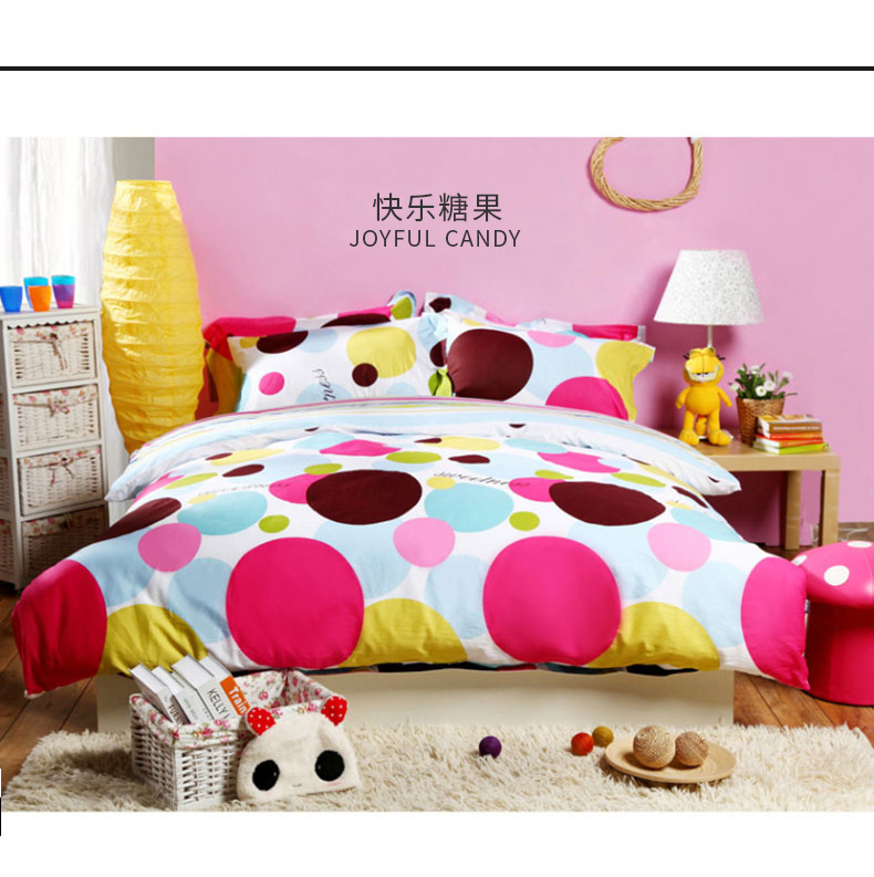 phổ biến hơn cho trẻ em bông phim hoạt hình ba Suite gia đình bốn giường bông một gia đình bốn mảnh của công viên Elle Fendt - Bộ đồ giường bốn mảnh bộ ga giường