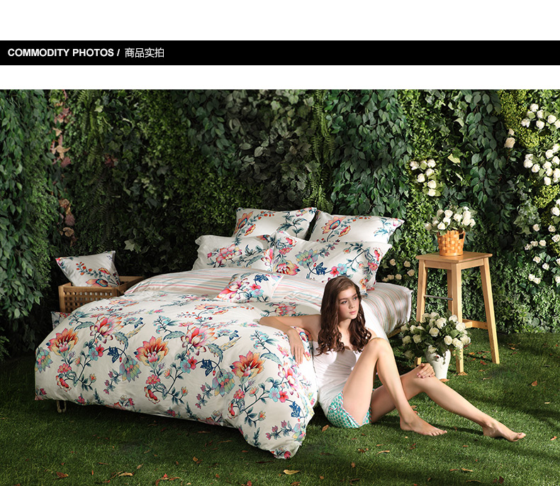 Giống như một gia đình bốn Brushed bông dệt giường bộ phong cách mục vụ giường bông thơm làm say - Bộ đồ giường bốn mảnh giá chăn ga gối đệm