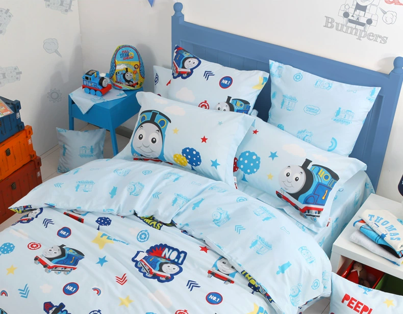 Tình yêu Thomas bông kit trẻ em cotton phim hoạt hình giường ba hoặc bốn bộ dụng cụ Thomas train 	chăn ga gối cho bé sơ sinh
