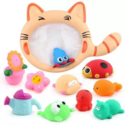 Children's fun bath and water set Kitten net baby water animal combination Summer children's bathroom toy 76