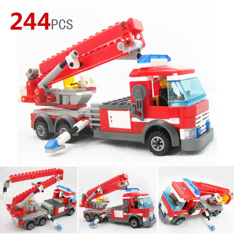 Assembly City Police Fire Station Small Grain Building Block Spelled Cloud Ladder Fire Truck Puzzle Toy 6-12-year-old e13