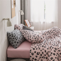 Cotton knitted cotton sexy BAO WEN sheets four-piece pink girl heart cute pink girl single bed supplies