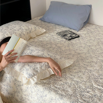 Han Style Fields Garden Wind Clip Cotton Quilted Bed Cover Three Sets Full Cotton Fresh Flowers Non-slip Bedsheet Girl Hearts Four Sets