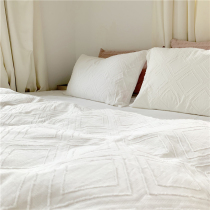 Mori ins Wind girl heart solid color four-piece cotton simple Korean jacquard cut girl bedding