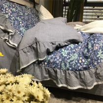 Mori small flower four-piece cotton water washing cotton ruffles girl bedding comfortable and breathable four seasons available
