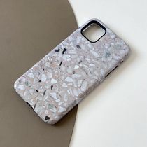 The clearance of the clearing house) MOKA original design double layer anti-fall texture grey almond colour stonework 11promax full pack mobile phone shell