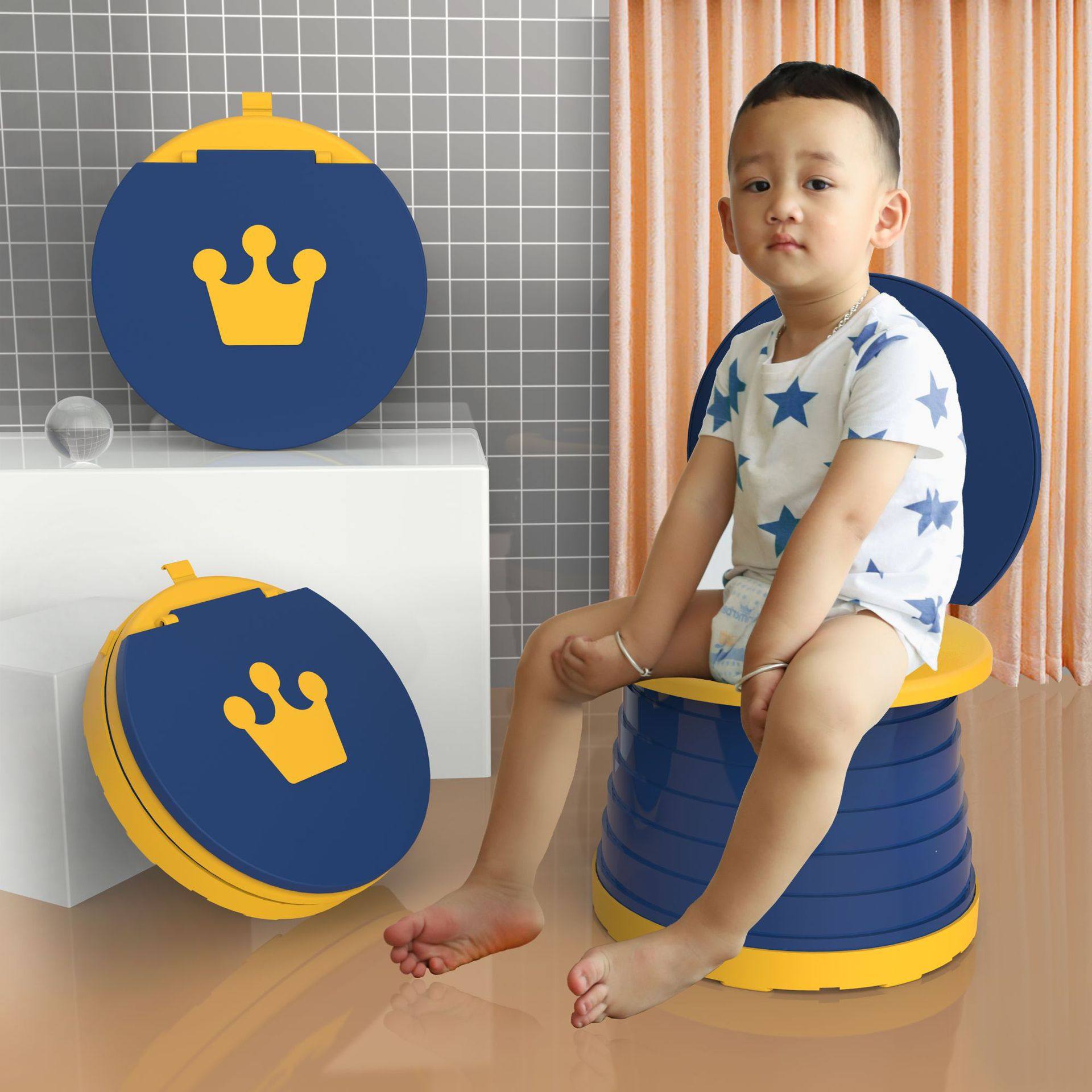 Outdoor children's car folding toilet toilet portable outing travel child urinal potty emergency toilet