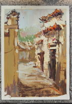 Hongcun color sketch gouache landscape painting Anhui landscape painting 8 open old house landscape sketch