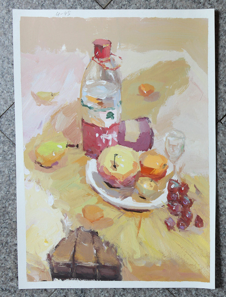 Hand-painted original painting 4K gouache still life painting China Simei Academy gouache flower decorative painting design color creation