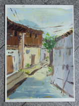 Gouache landscape painting Wuyuan gouache painting 4 open color Hongcun landscape landscape sketching Academy student works
