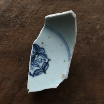 Ming and Qing blue and white old porcelain specimens ancient porcelain specimens Ming Dynasty Hongzhi Zhengde blue and white camellia pattern porcelain specimen fragments