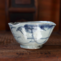 Qing Dynasty blue and white small cup small tea cup fragments gold restoration Ming and Qing blue and white cups broken porcelain old porcelain