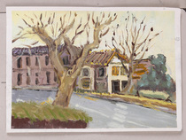 Campus scenery gouache landscape painting 4 Kai Xitang Wuzhen Longmen color landscape sketching spot