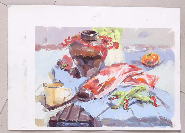 Hand painted painting painting Original water powder still color color still 4 open K - color painting original painting watercolor painting