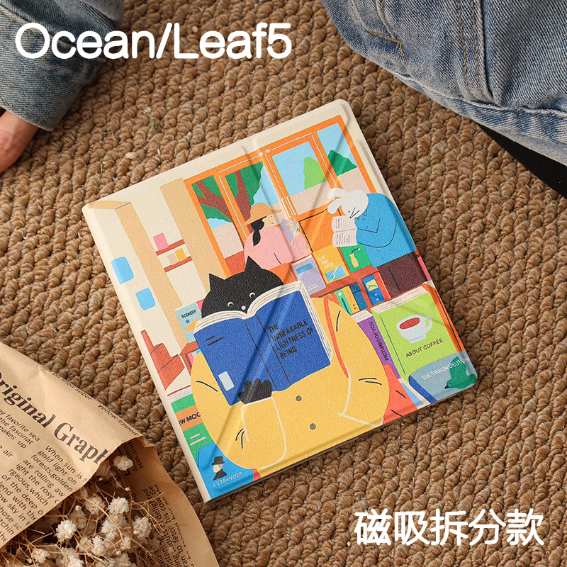 Bookstore Onyx Leaf5+/5/5C Protective Case Kindle Oasis23 Magnetic Detachable Cover Ocean 77% off Stand 4Turbo E-Book Handheld Clear Case