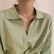 Korean niche design metal necklace 2022 new womens light luxury temperament necklace ins hip-hop clavicle chain