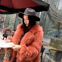 Flame Queen young imported fox fur coat long full leather woven fur coat female winter suit collar