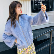 Flame Queen winter young mink leather coat womens short jacket baseball suit casual whole mink fur coat