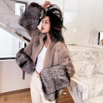 Flame Queen 2021 new imported mink leather coat whole mink fox fur V collar young fur coat women winter