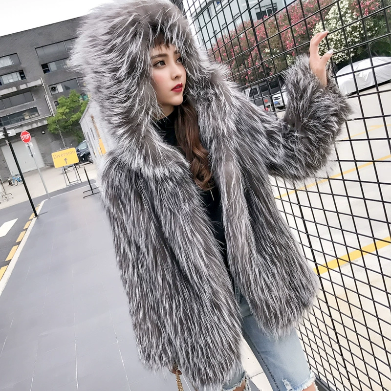 Queen of Flames mùa thu và mùa đông mới lông cáo lông cáo lông giữa dài - Faux Fur