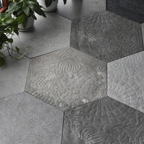 Gray cement brick outdoor courtyard garden hexagonal brick new Chinese antique outdoor yard floor tile hexagonal tile