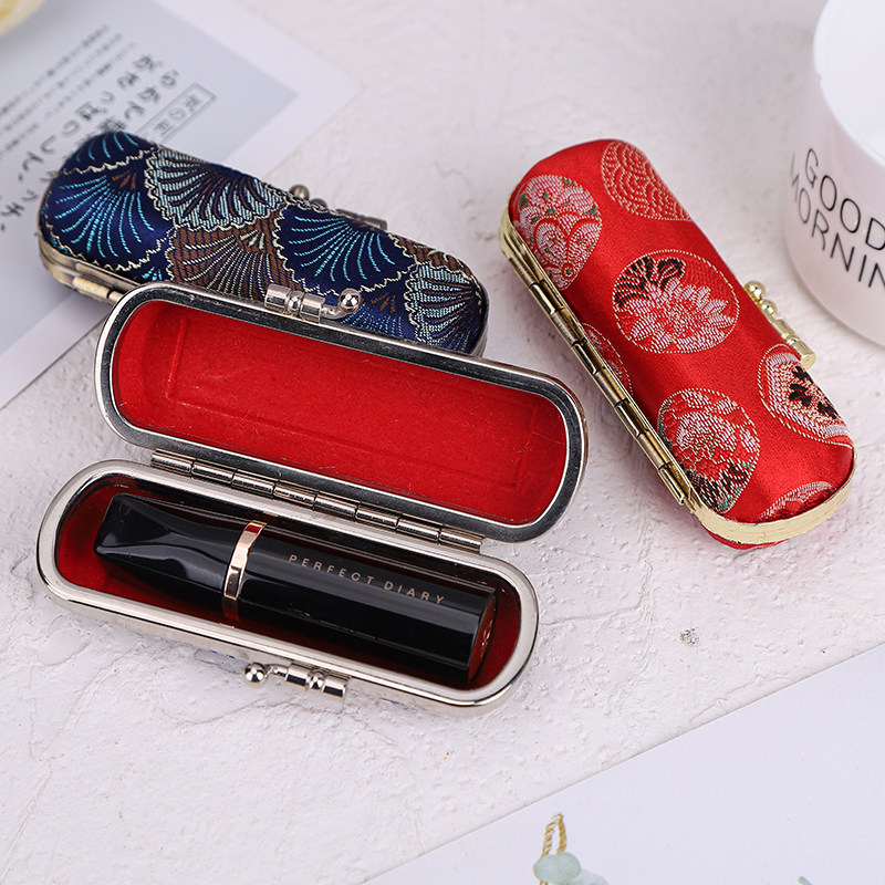 Lipstick Box Mouth Gold Material Bag Handmade Cloth Art DIY Lip Balm Box Zero Money Seal Needle Wire Box Tricolor Rabbit Rabbit