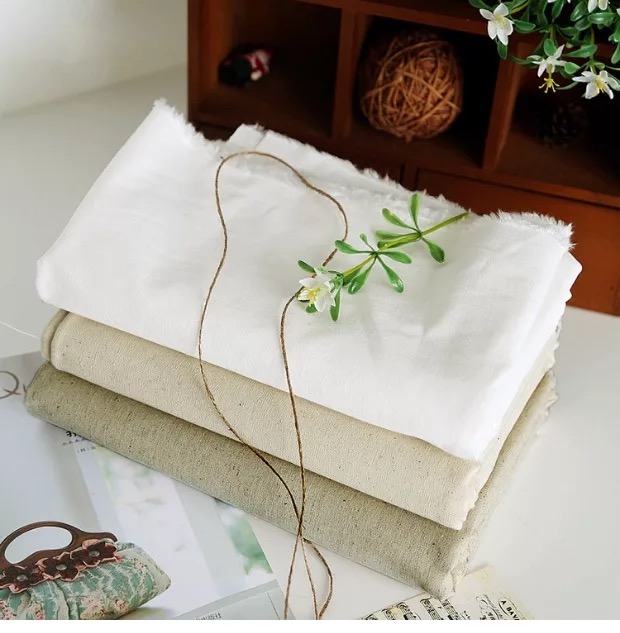 Vải lanh nhẹ / trắng đồng bằng vải lanh lanh đồng bằng vải lanh rèm sofa tự làm thêu hoa vải vải cotton nỉ