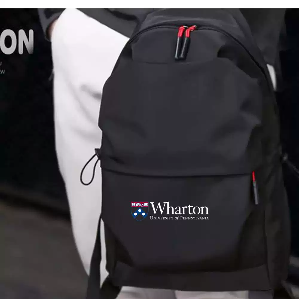 宾夕法尼亚大学沃顿书包青年适用尼龙双肩包14英寸电脑仓通勤揹包竖款方形设计